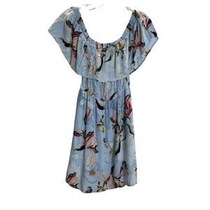 Cupcakes And Cashmere Women’s Dress Small Off Shoulder Blue Floral Pockets Boho